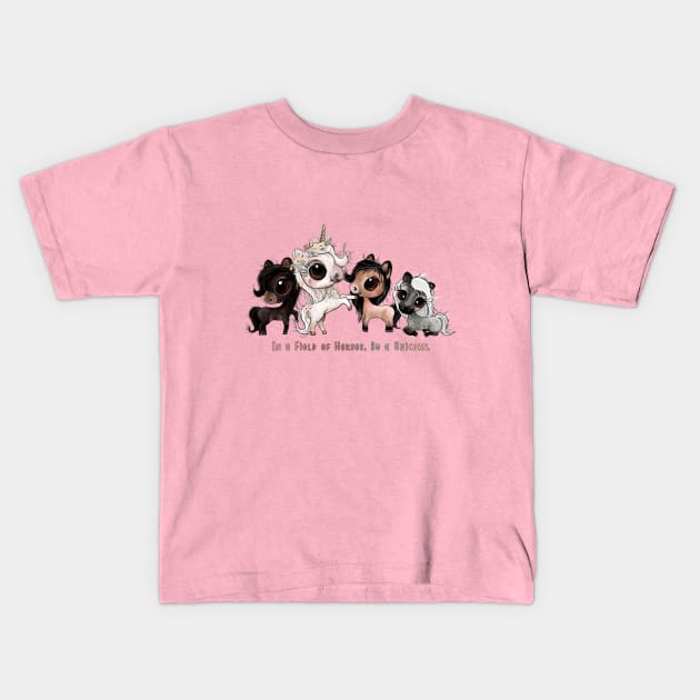 In a Field of Horses.... Kids T-Shirt by Be Like Secret